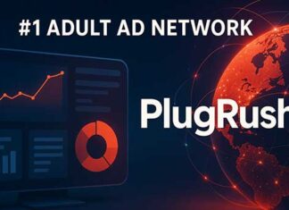 The Best Adult Ad Network – PlugRush Graphic showing a computer screen and Earth with online users with the text #1 Adult Ad Network PlugRush