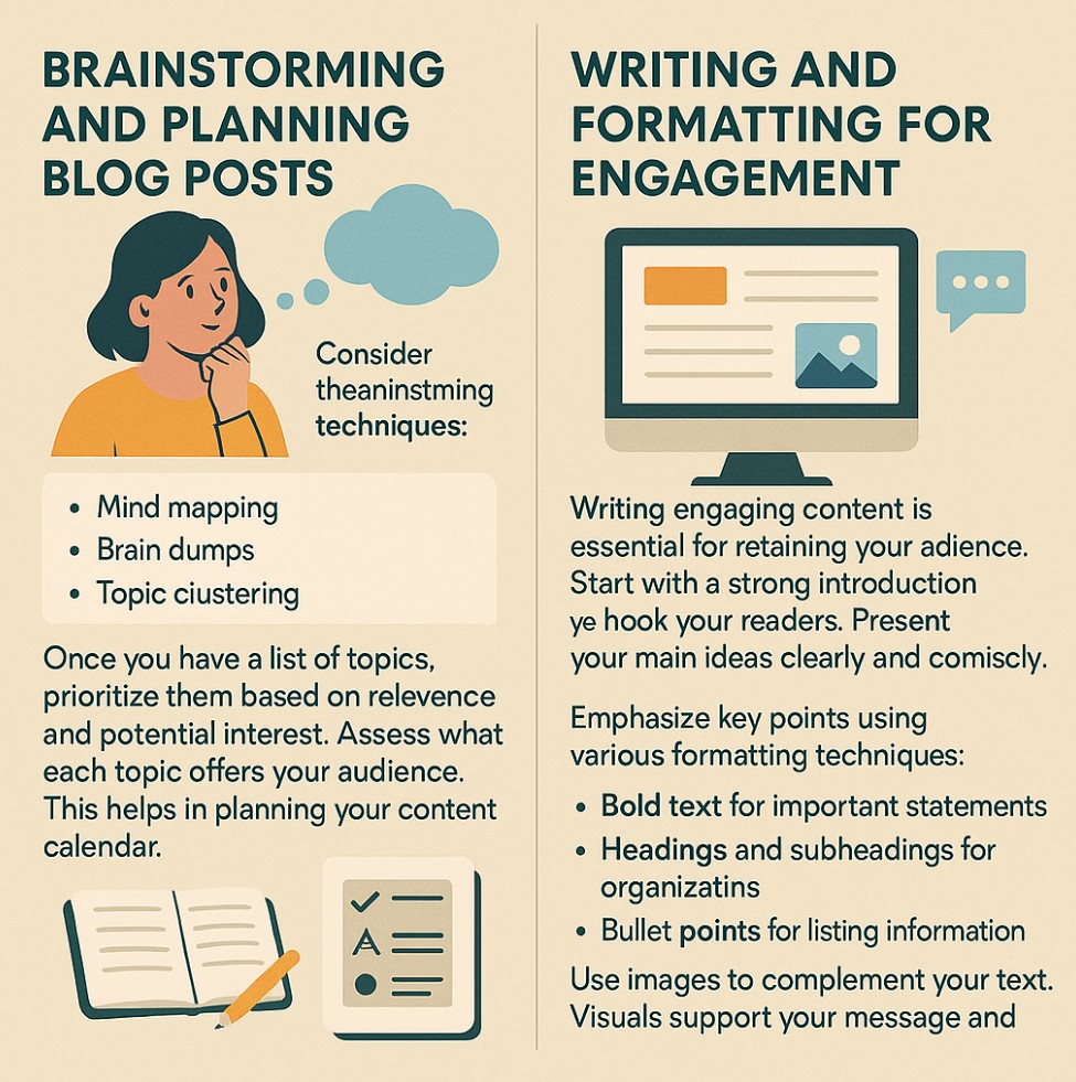 Infographic showing how to brainstorm and plan blog posting.