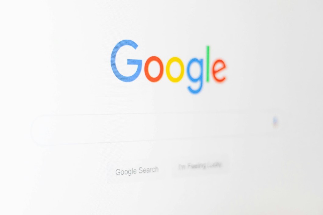 A camera photo of a screen of Google's homepage.