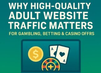 Buy High-Quality Adult Website Traffic for Gambling, Betting & Casino Offers PlugRush graphic promoting high-quality adult website traffic for gambling, betting, and casino offers, featuring gambling icons on a computer screen.