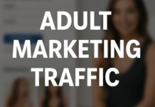 Adult Desktop Traffic Adult Marketing Traffic in white text with a blurry background.