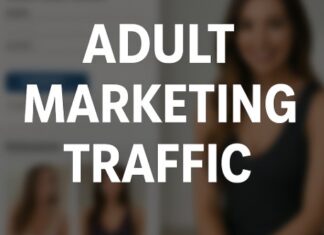 Adult Desktop Traffic Adult Marketing Traffic in white text with a blurry background.