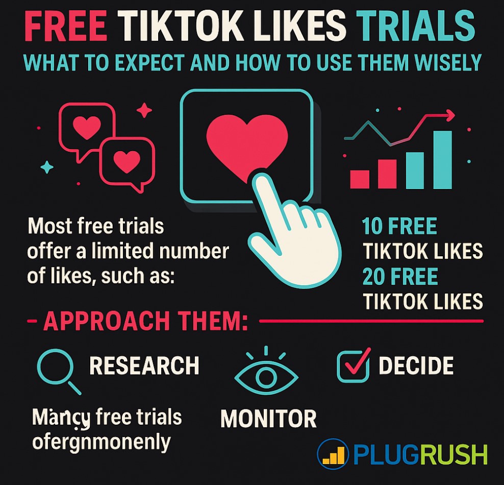 Infographic explaining how to use free TikTok likes trials wisely with tips to research, monitor results, and decide carefully.
