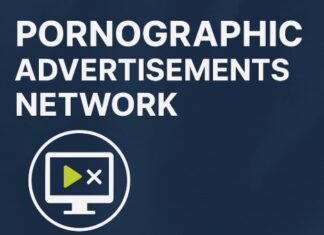 Pornographic Avertisements Network Square image with “Pornographic Advertisements Network” text, monitor icon, and PlugRush logo on dark blue background.