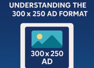 Understanding the 300 x 250 Ad Format Featured image with the title “Understanding the 300 x 250 Ad Format” above a mockup of a 300x250 display ad.