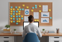 Are You Losing Money With These Common Monetization Mistakes? Person planning website strategy on a corkboard.