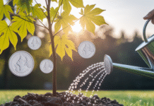 Your Guide to Making Money from Website Traffic Person watering tree with coin-shaped leaves.