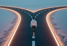 Banner Ads vs. Native Ads: Which Delivers Better ROI for Your Campaigns? Person choosing between two advertising paths