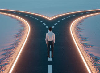 Banner Ads vs. Native Ads: Which Delivers Better ROI for Your Campaigns? Person choosing between two advertising paths