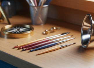 7 Essential Tools for Your First Digital Ad Campaign Digital advertiser's essential toolkit on workbench.