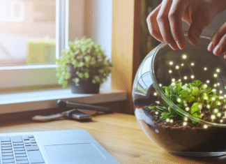 A Simple Guide to Earning Money From Your Website Hands nurturing a terrarium with glowing lights.