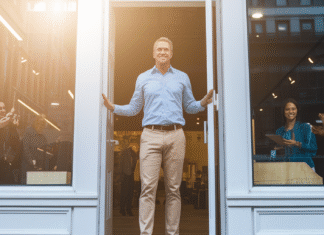 Five Smart Ways to Boost Your Website ROI in 2025 Small business owner welcoming customers.