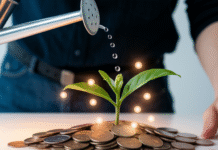 How to Get More Sales From Your Online Ads Hands watering a plant growing from coins.
