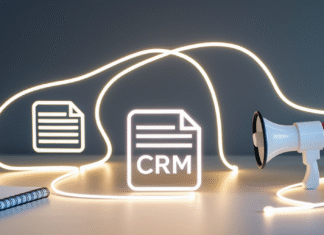 Your Guide to Smarter Ad Campaign Automation Glowing pathways connecting objects on a desk.