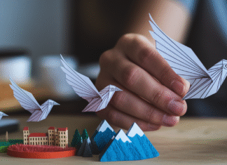 How to Create Ads That Connect with People Everywhere Paper bird flying over global landscapes.