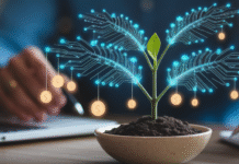How to Make Money from Your Website with Smart Ad Choices Plant with glowing circuits dropping coins into a bowl.