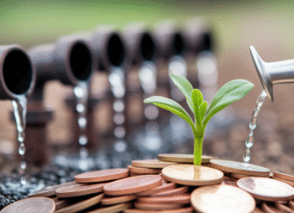 Is Your Advertising Budget Vanishing Into Thin Air? Person nurturing investment sprout, avoiding waste.