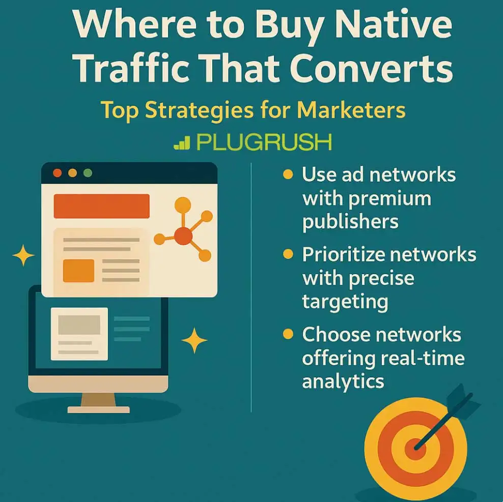Infographic of where to buy native ad traffic that converts for digital marketers.