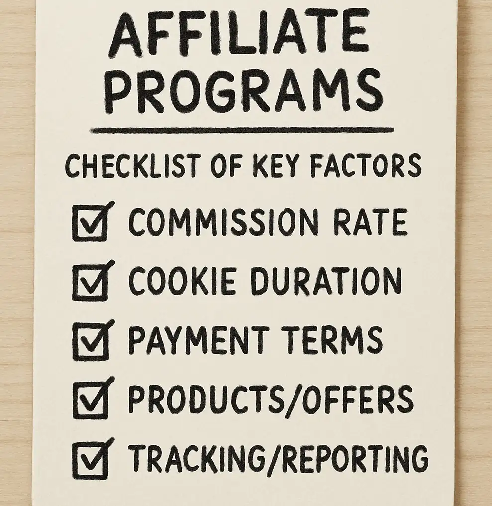 An affiliate program checklist of key factors.