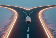 Banner Ads vs. Native Ads: Which Delivers Better ROI for Your Campaigns? Person choosing between two advertising paths