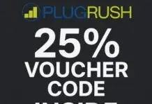 25% PlugRush Voucher Code For Black Friday / Black Week 2025 Text that reads "25% voucher code inside" with the PlugRush logo on top.