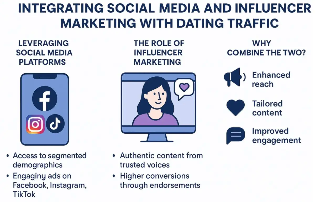Integrating social media and influencer marketing with dating traffic