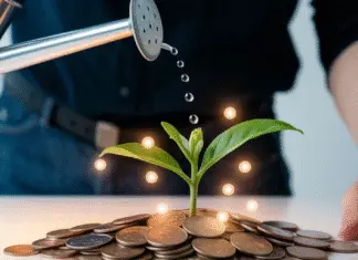 How to Get More Sales From Your Online Ads Hands watering a plant growing from coins.